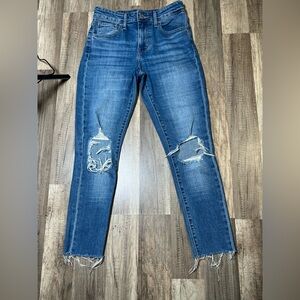 Levi's 721 High Rise Skinny Distressed
Ripped Ankle Jeans W25 L30 Raw Hem